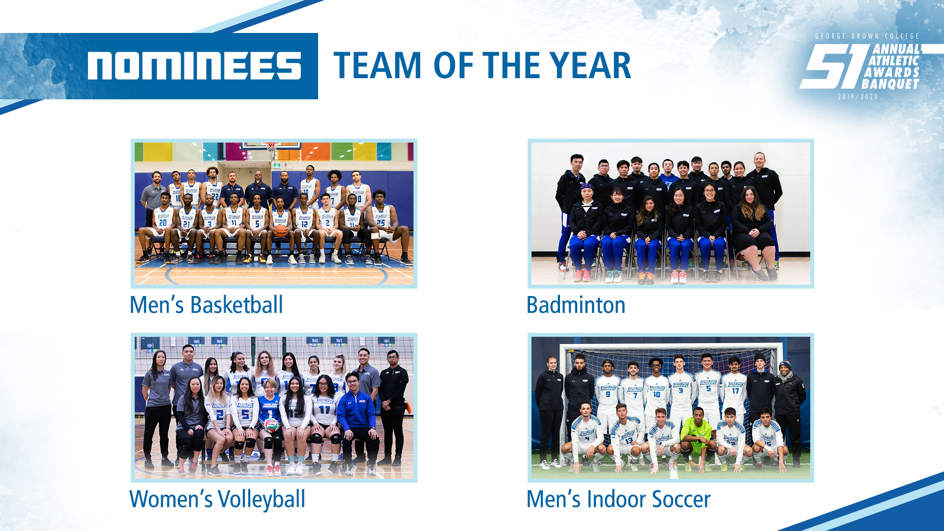 nominees team of the yearmens basketballbadmintonwomens volleyballmens indoor soccer