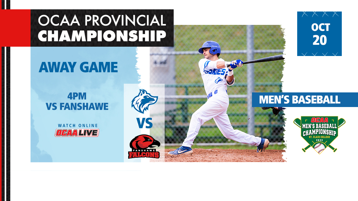 OCAA provincial championship, mens baseball, George Brown vs Fanshawe Oct 20 at 4pm.